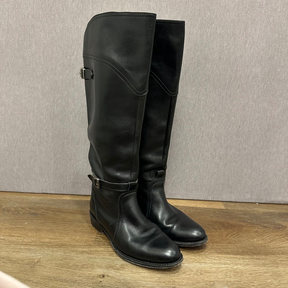 FRYE Women Black Leather Riding Boots‎ Genuine Goodyear Welt Size 6.5 READ - Picture 11 of 13